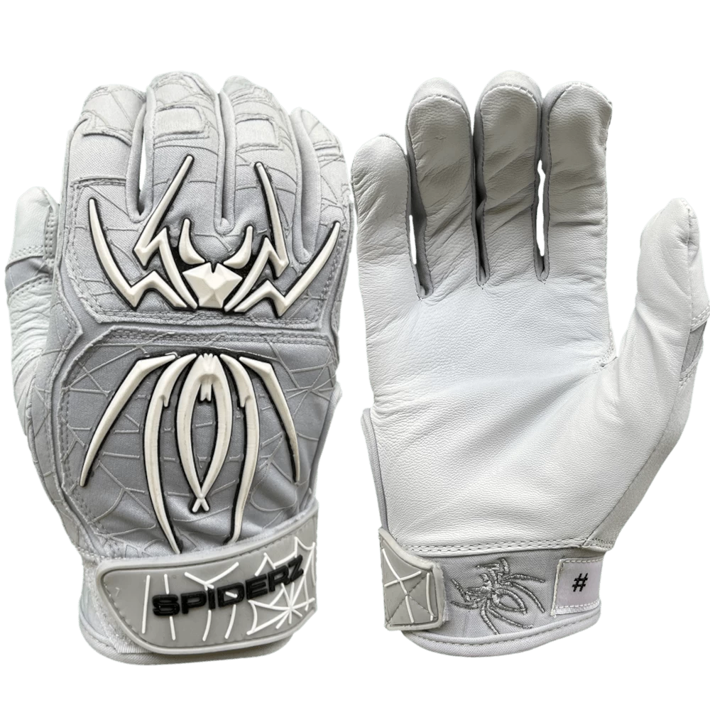 2022 Spiderz ENDITE Batting Gloves: Grey And White 3 2022 Spiderz ENDITE Batting Gloves: Grey And White