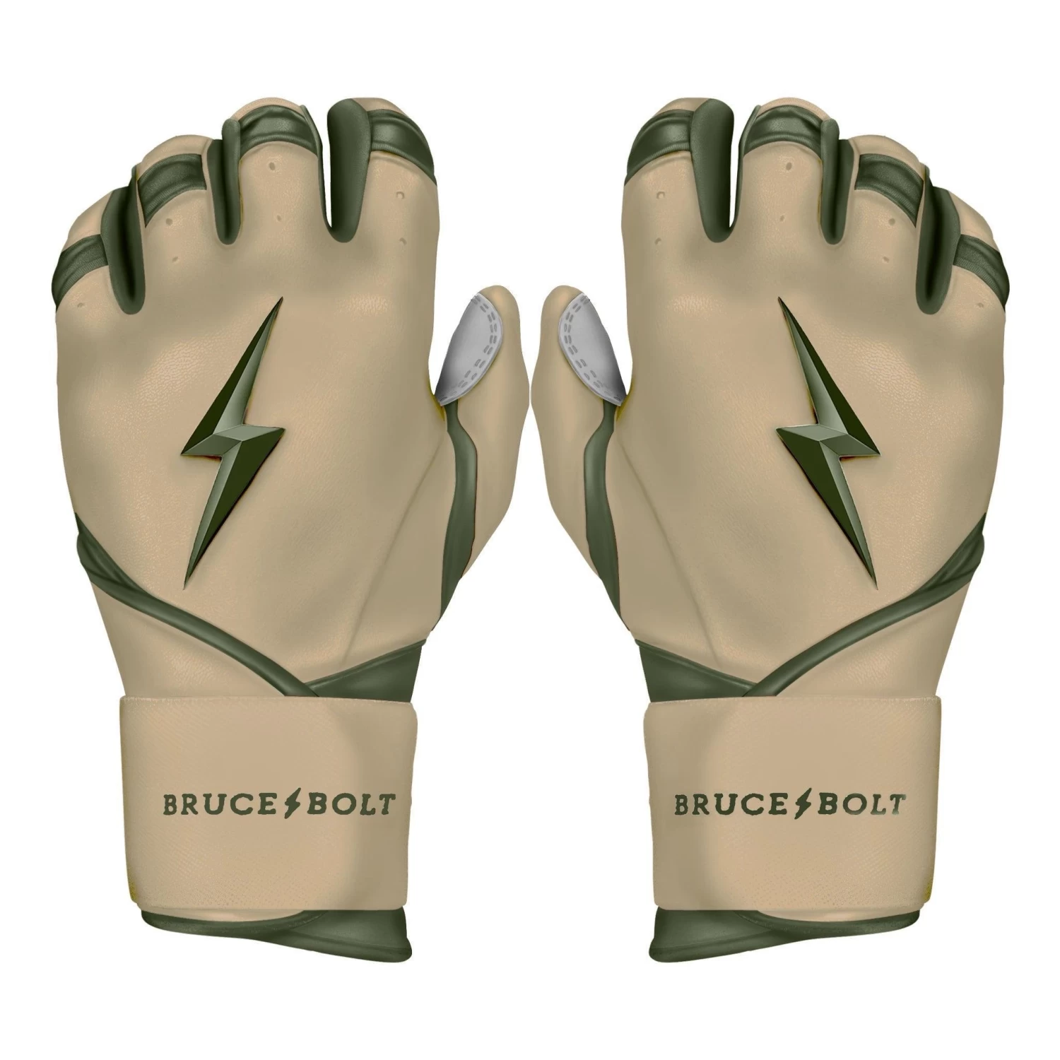 Bruce Bolt Premium Pro Military Series Long Cuff Batting Gloves: Beige 3 Bruce Bolt Premium Pro Military Series Long Cuff Batting Gloves: Beige