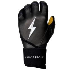 Bruce Bolt PREMIUM PRO Long Cuff Batting Gloves: Black -Baseball Equipment Store LC BLKG LEFT
