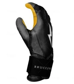 Bruce Bolt PREMIUM PRO Long Cuff Batting Gloves: Black -Baseball Equipment Store LC BLKG SIDE
