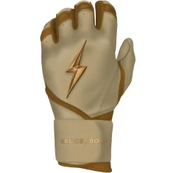 Bruce Bolt PREMIUM PRO Gold Series Batting Gloves: Long Cuff -Baseball Equipment Store LC GLD LEFT