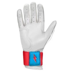 Bruce Bolt PREMIUM PRO BRINSON Series Long Cuff Batting Gloves: White -Baseball Equipment Store LC LBW PALM