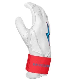 Bruce Bolt PREMIUM PRO BRINSON Series Long Cuff Batting Gloves: White -Baseball Equipment Store LC LBW SIDE