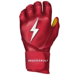 Bruce Bolt PREMIUM PRO Long Cuff Batting Gloves: Red -Baseball Equipment Store LC REDG LEFT