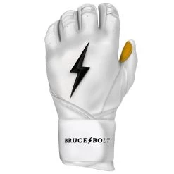 Bruce Bolt PREMIUM PRO Long Cuff Batting Gloves: White -Baseball Equipment Store LC WHTG LEFT