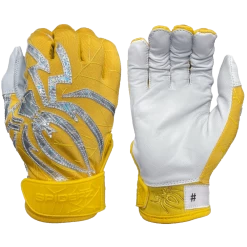 2022 Spiderz PRIZM Batting Gloves: Yellow/Silver