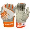2022 Spiderz PRO Model Batting Gloves: White/Orange -Baseball Equipment Store PROWhiteOrange