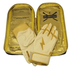 Bruce Bolt PREMIUM PRO Gold Series Batting Gloves: Short Cuff -Baseball Equipment Store SC GLD BAG2