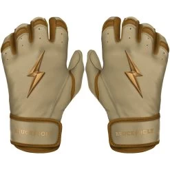 Bruce Bolt PREMIUM PRO Gold Series Batting Gloves: Short Cuff