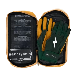 Bruce Bolt PREMIUM PRO Short Cuff Batting Gloves: GREEN 16 Bruce Bolt PREMIUM PRO Short Cuff Batting Gloves: GREEN -Baseball Equipment Store SC GRNG BAG2