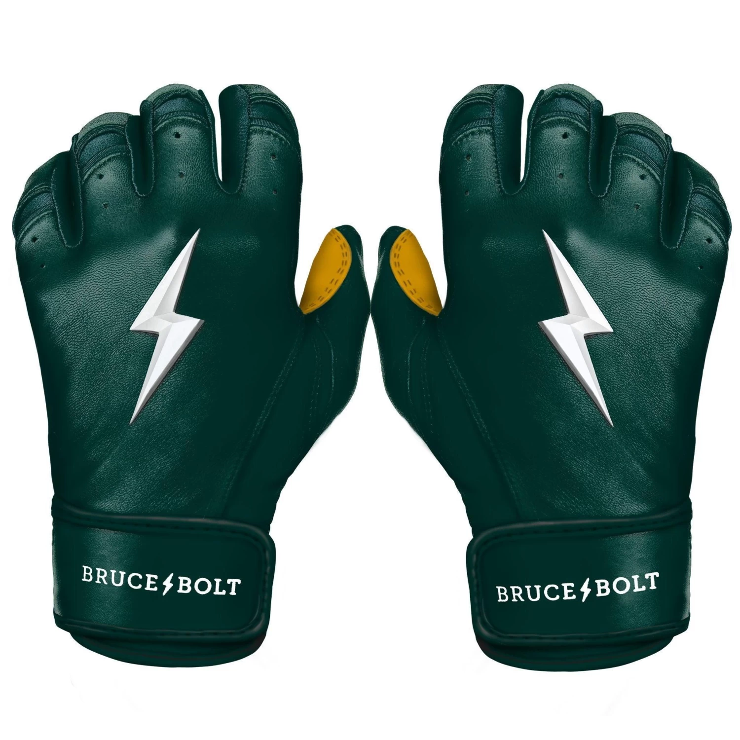 Bruce Bolt PREMIUM PRO Short Cuff Batting Gloves: GREEN 3 Bruce Bolt PREMIUM PRO Short Cuff Batting Gloves: GREEN