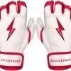Bruce Bolt PREMIUM PRO BADER Series Short Cuff Batting Gloves: White -Baseball Equipment Store SC HBW HERO