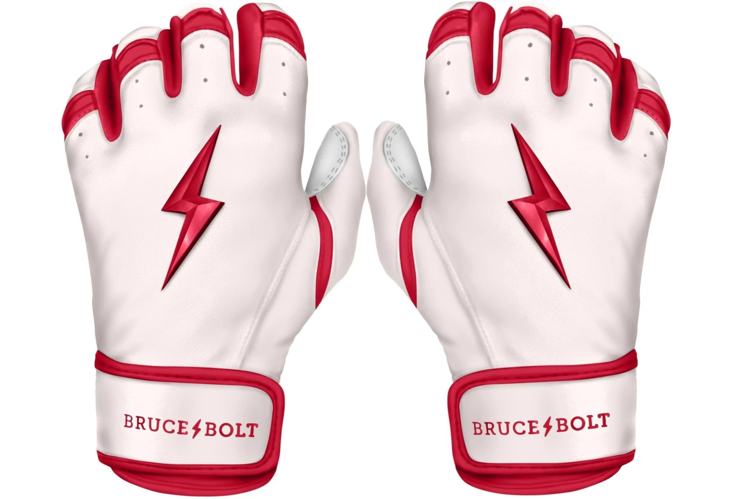 Bruce Bolt PREMIUM PRO BADER Series Short Cuff Batting Gloves: White 3 Bruce Bolt PREMIUM PRO BADER Series Short Cuff Batting Gloves: White