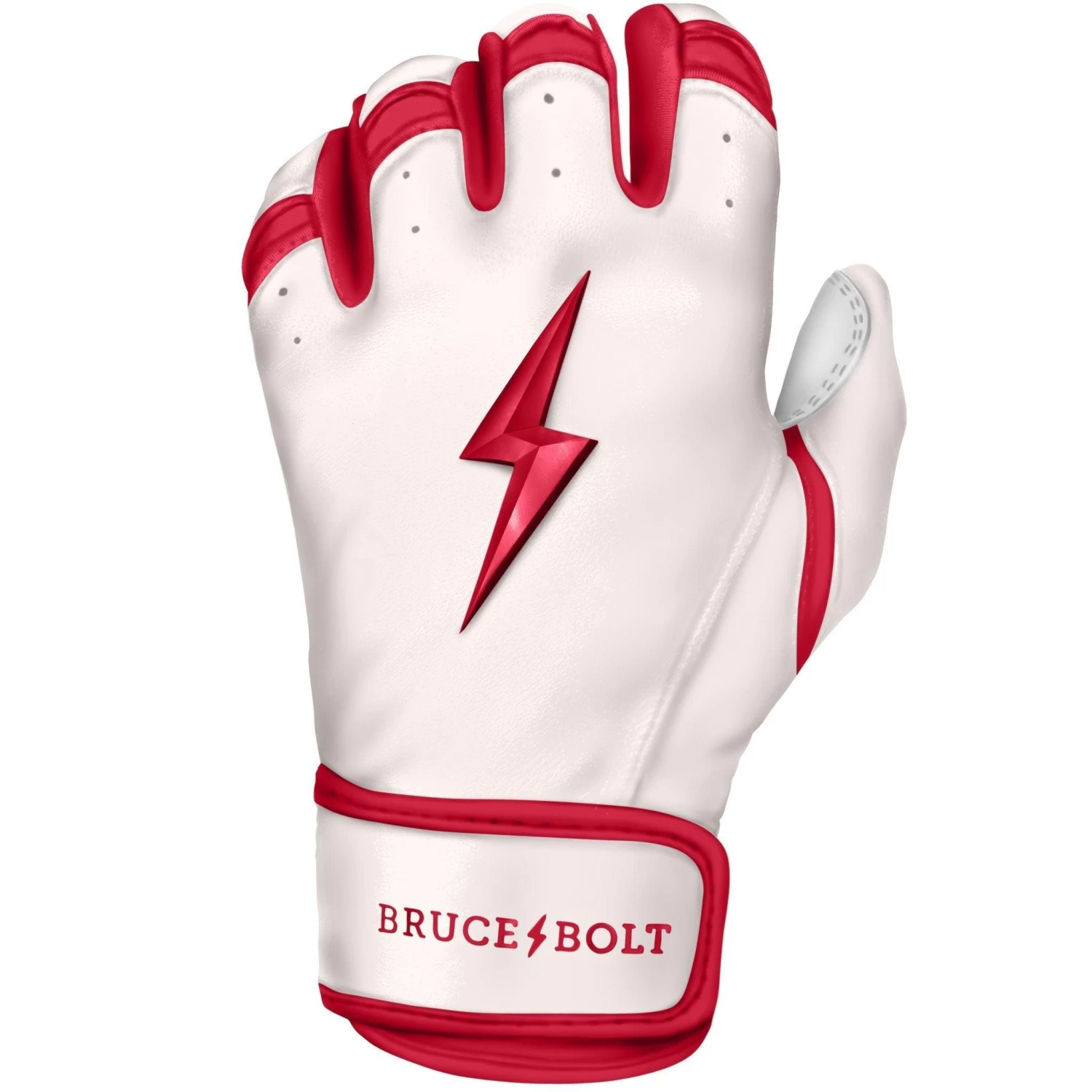 Bruce Bolt PREMIUM PRO BADER Series Short Cuff Batting Gloves: White 4 Bruce Bolt PREMIUM PRO BADER Series Short Cuff Batting Gloves: White - Image 2
