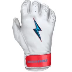 Bruce Bolt PREMIUM PRO BRINSON Series Short Cuff Batting Gloves: White -Baseball Equipment Store SC LBW RIGHT