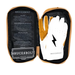 Bruce Bolt PREMIUM PRO Short Cuff Batting Gloves: White 16 Bruce Bolt PREMIUM PRO Short Cuff Batting Gloves: White -Baseball Equipment Store SC WHTG BAG2