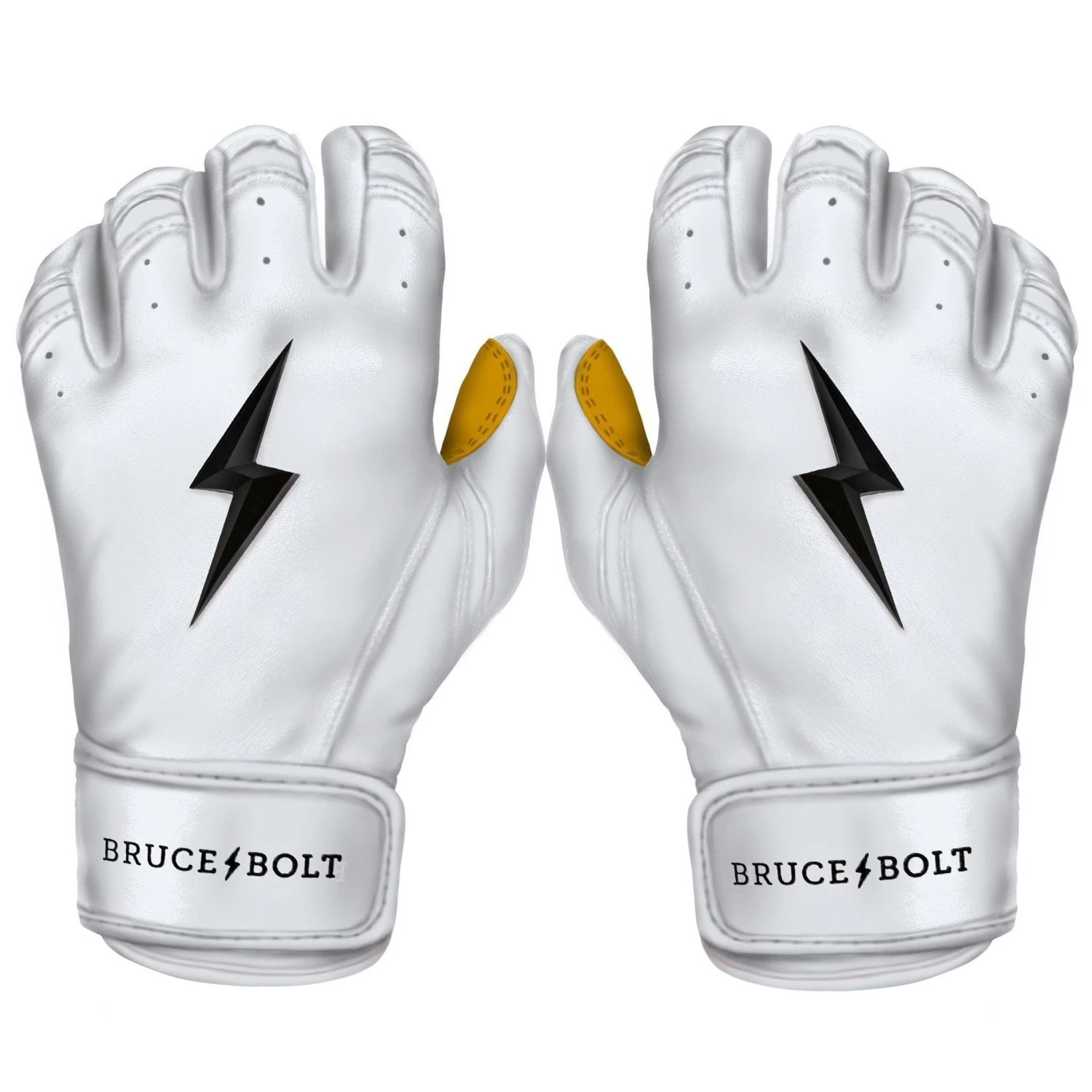 Bruce Bolt PREMIUM PRO Short Cuff Batting Gloves: White 3 Bruce Bolt PREMIUM PRO Short Cuff Batting Gloves: White