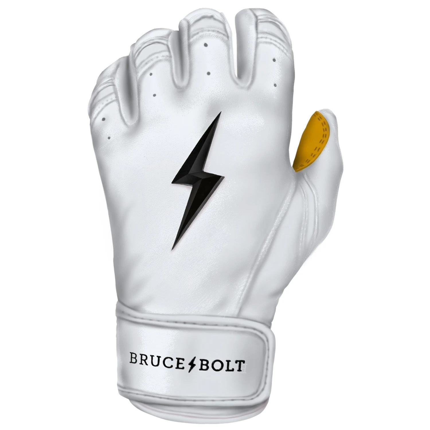 Bruce Bolt PREMIUM PRO Short Cuff Batting Gloves: White 10 Bruce Bolt PREMIUM PRO Short Cuff Batting Gloves: White - Image 8