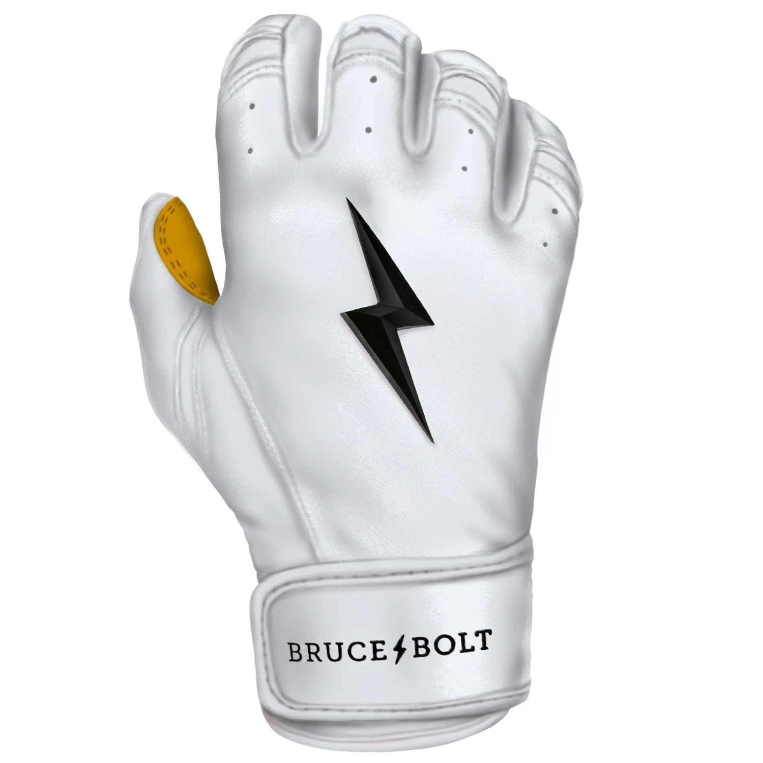 Bruce Bolt PREMIUM PRO Short Cuff Batting Gloves: White 11 Bruce Bolt PREMIUM PRO Short Cuff Batting Gloves: White - Image 9