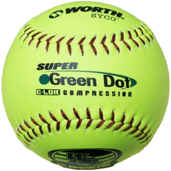 Worth 11" Super Green Dot WSL Slowpitch Softballs 47/400 (Dozen): YS11WSLC